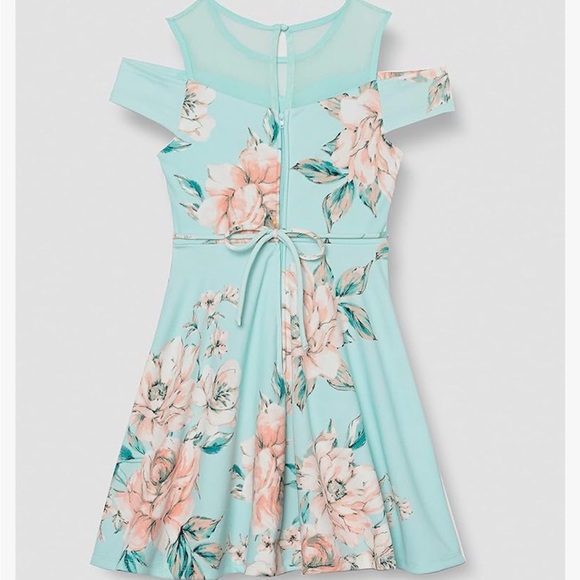 Floral Kids Dress in Blue and Pink - Picture 3 of 3